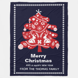 Manta Polar Bunnix de árboles de navidad rojos de la marina fo