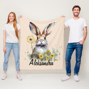Manta Polar Bunny acuarela con Dandelion