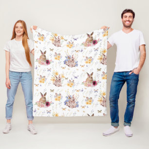 Manta Polar Bunny celebra el Día de Pascua con mariposas envue