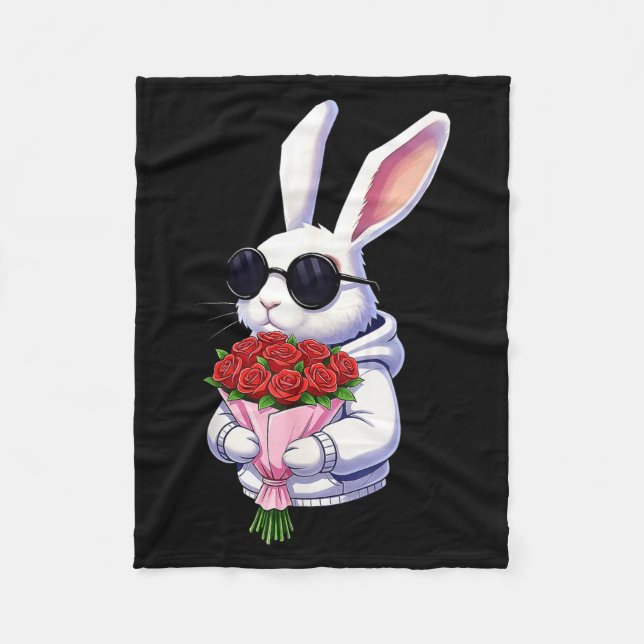 Manta Polar Bunny Hugging Valentine Flower Bunny  (Anverso)