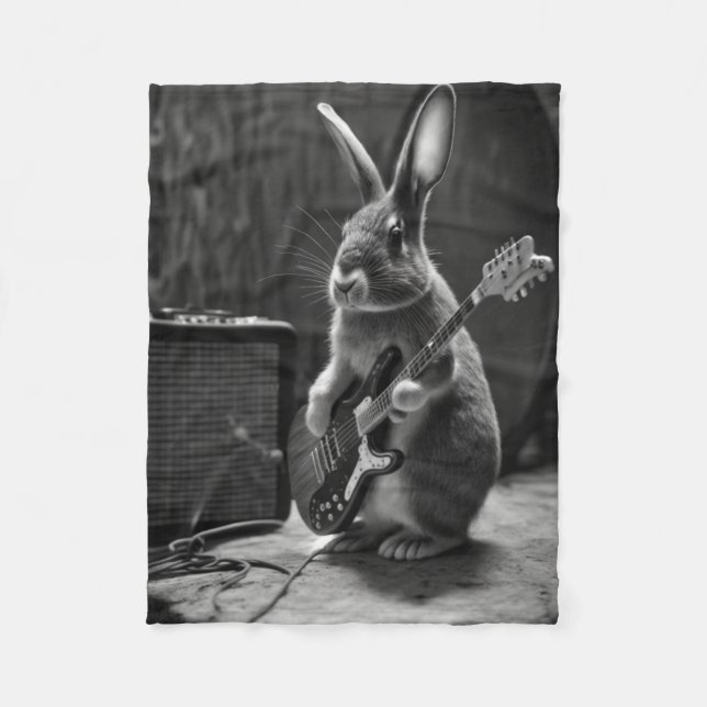 Manta Polar Bunny tocando una guitarra (Anverso)