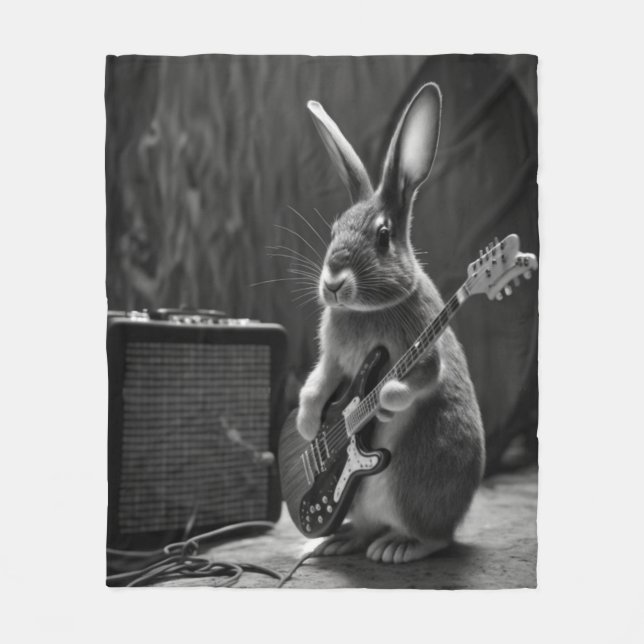 Manta Polar Bunny tocando una guitarra (Anverso)