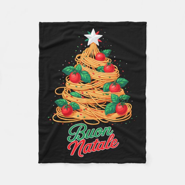 Manta Polar Buon Natale Italian Pasta Spaghetti Funny Christma (Anverso)