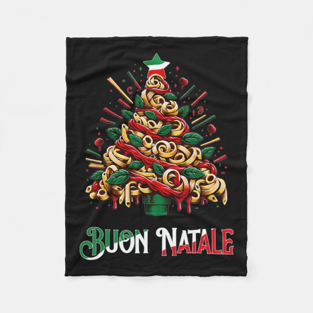 Manta Polar Buon natale pasta italiana navidad árbol de navida (Anverso)