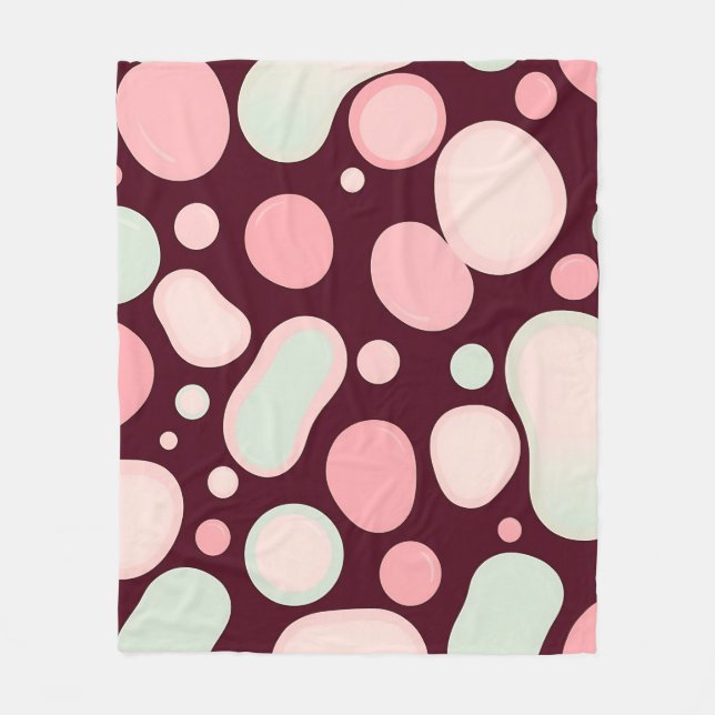 Manta Polar Burgundy Pink Mint Organic Blob Pattern Abstract (Anverso)