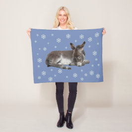 Manta Polar Burro bebé lindo con copos de nieve en azul