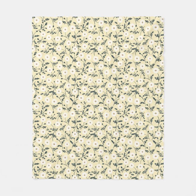 Manta Polar Butter Yellow Cream Modern Farmhouse Daisy Pattern (Anverso)