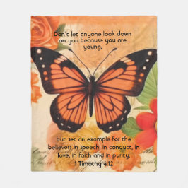 Manta Polar Butterfly Fleece Blanket 1 Timothy 4:12