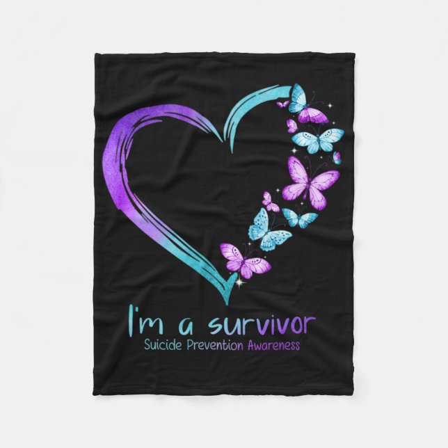 Manta Polar Butterfly Heart Im A Survivor Suicide Prevention  (Anverso)