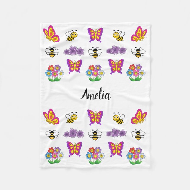 Manta Polar Buzzy Bee Blanket Para Amantes De La Abeja (Anverso)