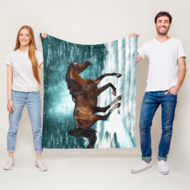 Manta Polar Caballo Árabe Galopante Tema Invernal