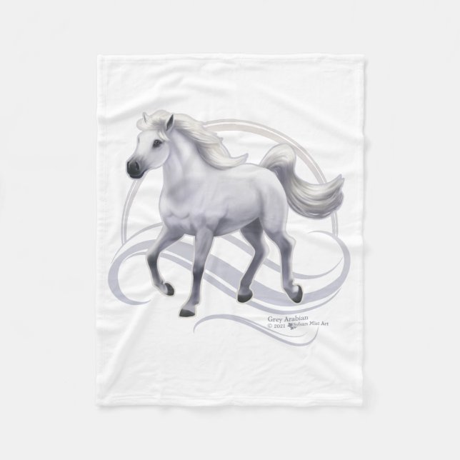 Manta Polar Caballo Arábigo Gris (Anverso)
