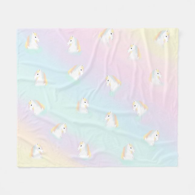 Manta Polar Caballo arcoiris Unicornio (Frente (Horizontal))