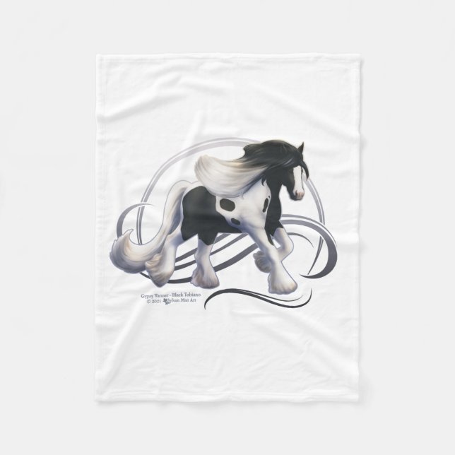 Manta Polar Caballo Black Tobiano Gypsy Vanner (Anverso)