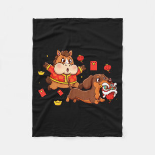 Manta Polar Caballo Chino Dachshund Divertido Niño Hombres Muj