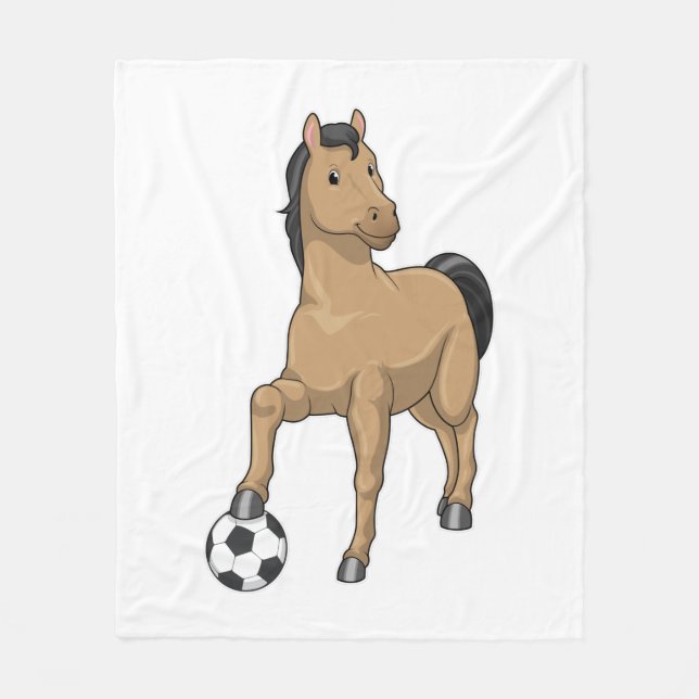 Manta Polar Caballo como jugador de fútbol con fútbol (Anverso)