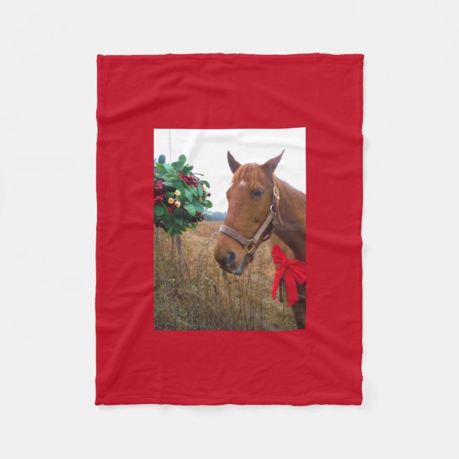 Manta Polar Caballo con Mistletoe Bow Rojo (Anverso)