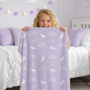 Manta Polar Caballo con nombre personalizado para niñas lindas
