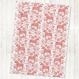 Manta Polar Caballo de dala sueco rojo y blanco