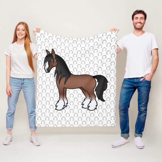 Manta Polar Caballo de dibujos animados Brown Gypsy Vanner Cly (In situ)