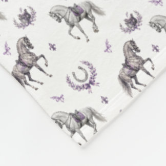 Manta Polar Caballo de Dressage Elegante y Herradura Acuarela