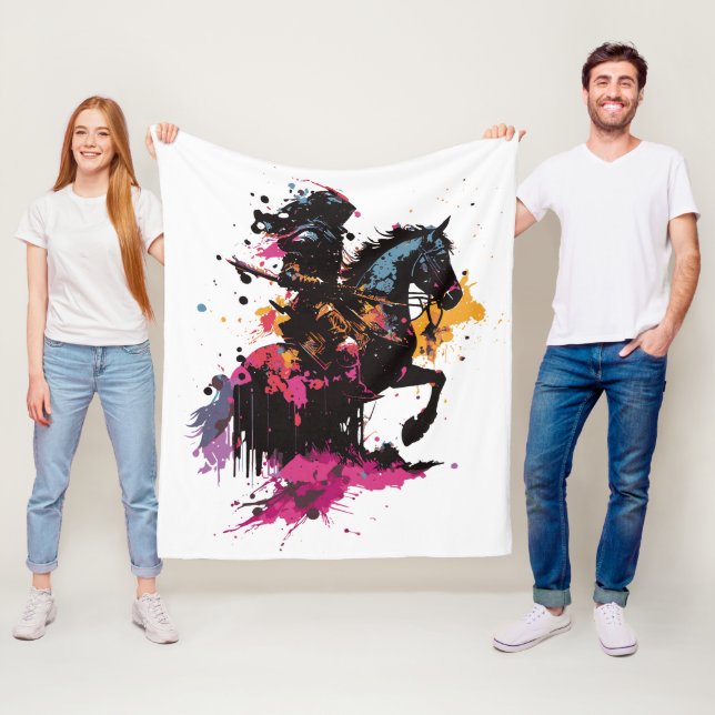 Manta Polar Caballo de guerrero en acuarela (In situ)