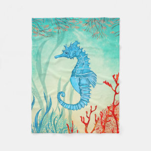 Manta Polar Caballo de mar de color azul