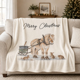Manta Polar Caballo de Navidad Animales Invierno