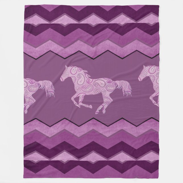 Manta Polar Caballo de paisley rosado (Anverso)
