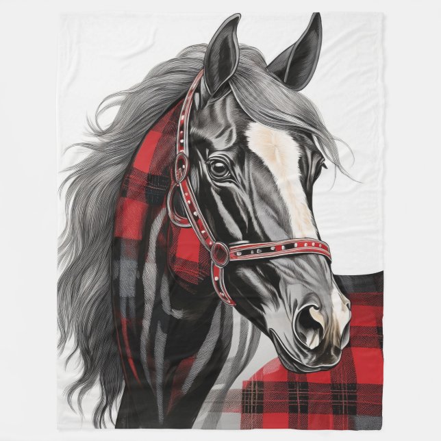 Manta Polar Caballo de Red Plaid (Anverso)
