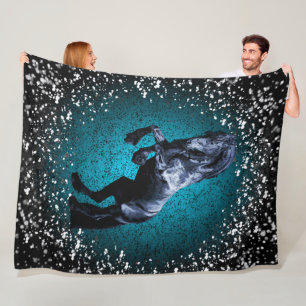 Manta Polar Caballo frisio, semental negro, nieve, plata/azul