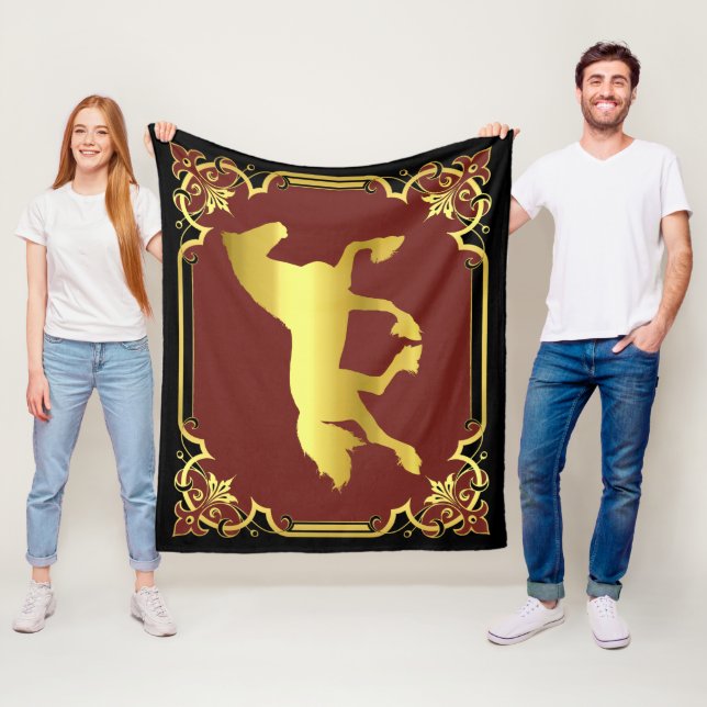 Manta Polar Caballo frisón, silueta, oro/negro/rojo (In situ)