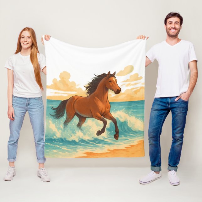 Manta Polar Caballo Majestuoso Elevándose del Poder y la Liber (In situ)
