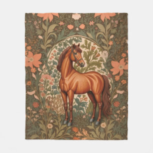 Manta Polar Caballo Marrón Hermoso Inspirado en William Morris