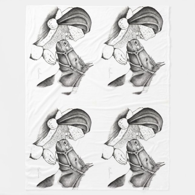 Manta Polar Caballo Pinto y Santa Claus (Anverso)