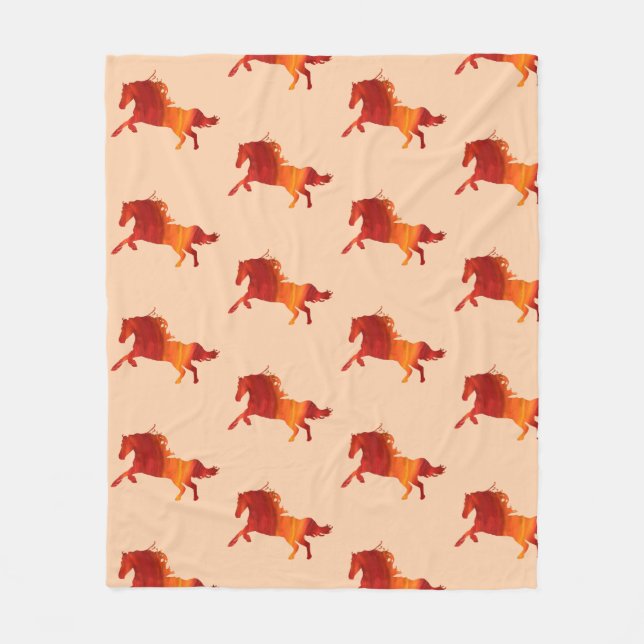 Manta Polar Caballo rojo, caballo de fuego arte Fleece Blanket (Anverso)
