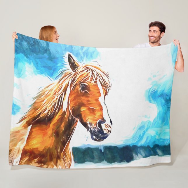 Manta Polar Caballo rojo en el cielo Bolsa de regalo (In situ)