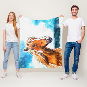 Manta Polar Caballo rojo en el cielo Fleece Blanket