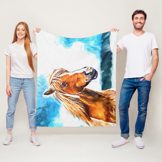 Manta Polar Caballo rojo en el cielo Fleece Blanket (In situ)