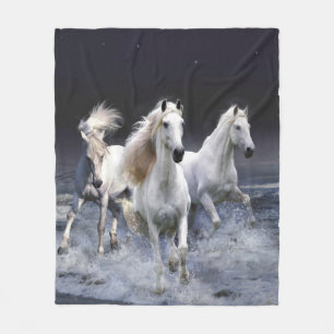 Manta Polar Caballos corriendo lanzando almohada