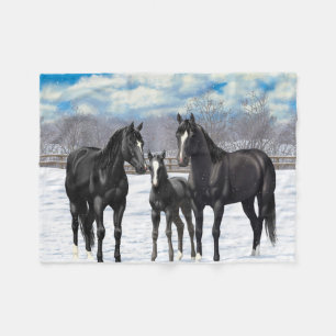 Manta Polar Caballos del Barrio Negro en Nieve