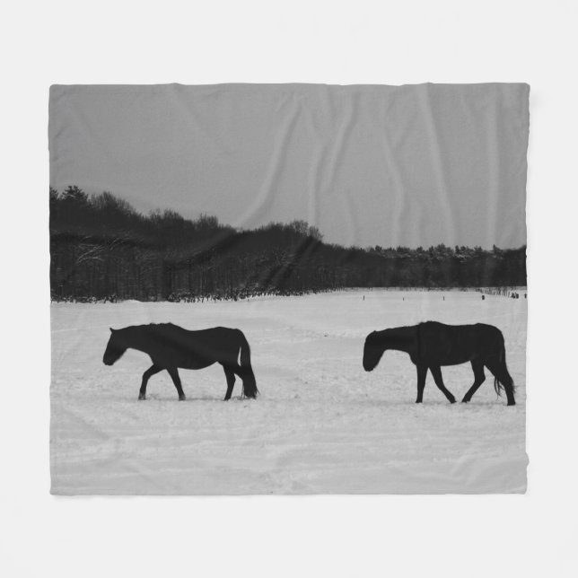 Manta Polar Caballos En Fbcna De Nieve (Frente (Horizontal))