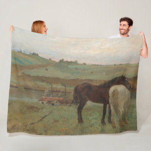 Manta Polar Caballos en una pradera, pintura al petróleo, Edga