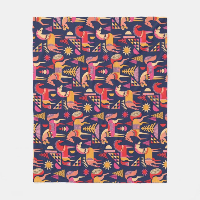 Manta Polar Caballos escandinavos: Diseño Decorativo y Seamles (Anverso)