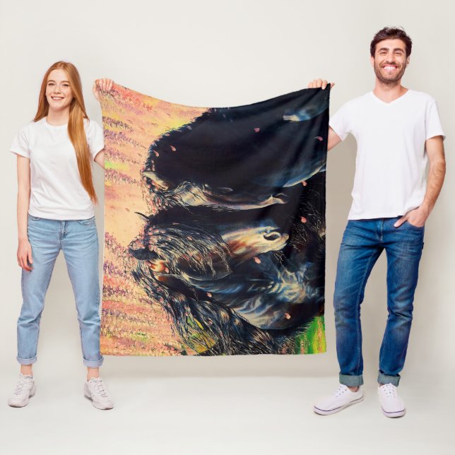 Manta Polar Caballos friesios, estallión negro/yegua, Wisteria (In situ)