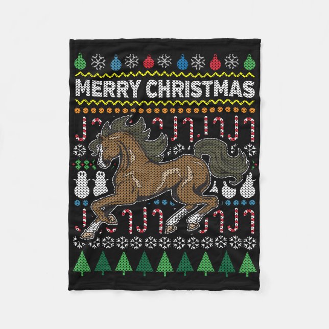 Manta Polar Caballos Navidades feos Sweater Willife Series (Anverso)