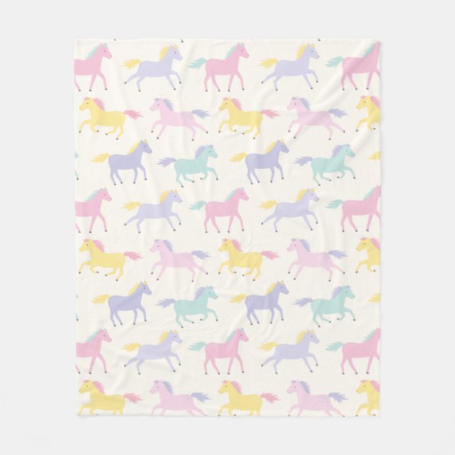 Manta Polar Caballos Pastel de crema Fleece Blanket (Anverso)