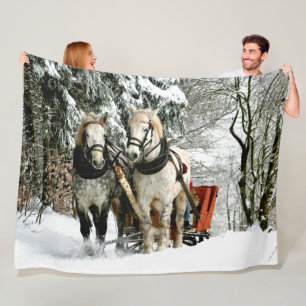 Manta Polar CABALLOS y TRINEO en la NIEVE
