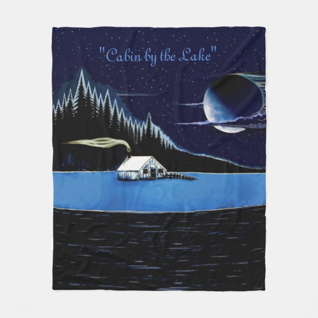 Manta Polar "Cabaña a orillas del lago" Fleece Blanket Versión (Anverso)