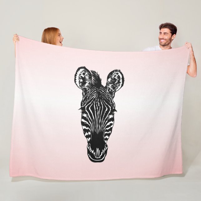 Manta Polar Cabeza de cebra en rosa (In situ)